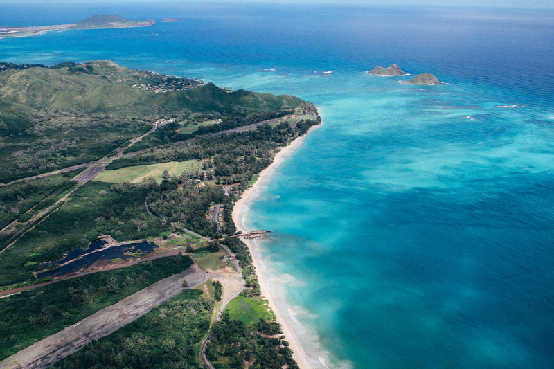 united states, lanikai beach, land, coastline, hawaii, ocean, plant, high angle view, water, sea, tranquility, outdoors, sand, green, aerial view, landscape