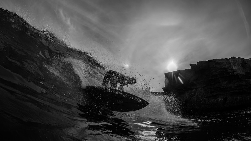 ocean, 2K, surf, bw, sports, surfer, surfing, hd, wave
