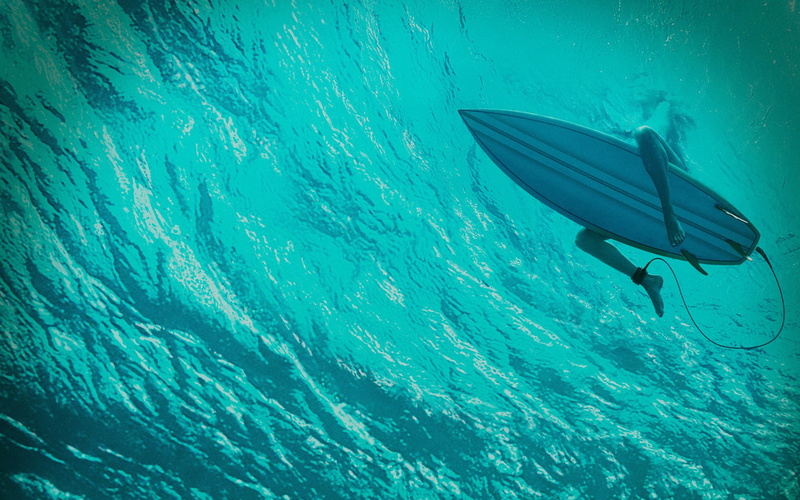 waves, legs, underwater, cyan, turquoise, surfers, 1080P, water, sea, surfboards