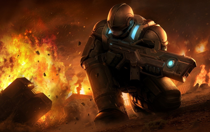 warrior, 720P, DeviantArt, gun, fire, artwork, smoke - physical structure, safety, science fiction, sign, military, flame, security, aggression, government