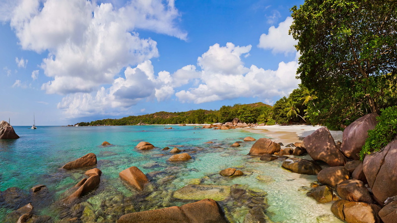 5K, Seychelles, shoreline, Travellers Choice Awards 2016, rocks, Best beaches of 2016, Anse Lazio, Praslin Island