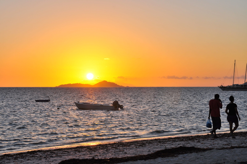 horizon over water, island, sun, people, nature, sky, beach, nautical vessel, boat, sunset, 4K, outdoors, transportation, men, walk, sea, scenics - nature