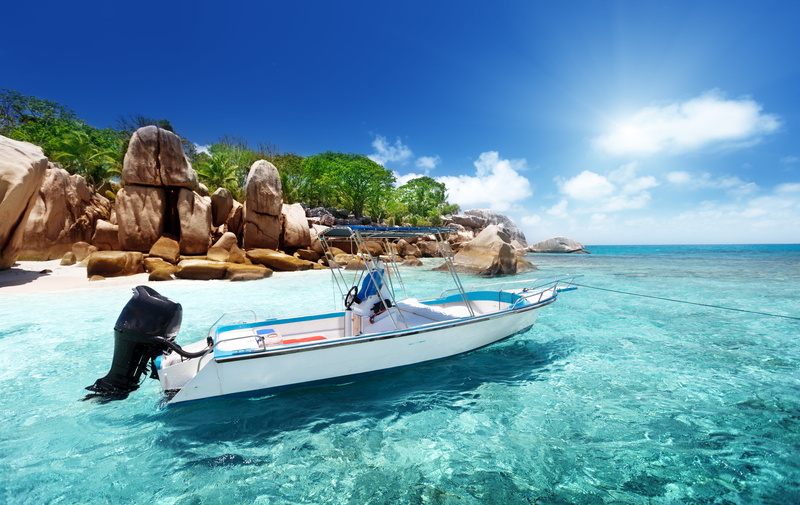 blue, lagoon, wave, rock - Object, clouds, stone - Object, transportation, turquoise Colored, holiday, sea, krabi, seychelles, praslin Island, no People