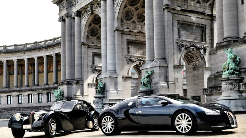 statue, car, black cars, vehicle, Oldtimer, architecture, 1080P, Bugatti