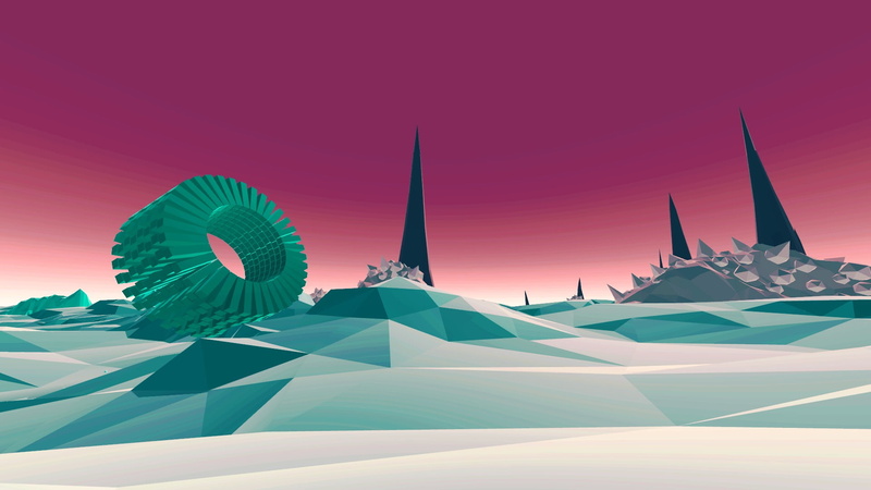 Retrowave, outdoors, colored background, red, sky, sunset, architecture, pattern, shape, 1080P, copy space, purple, nature, abstract, low poly, blue,  retrowave
