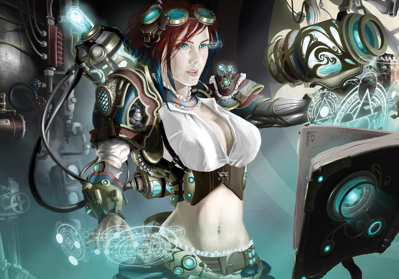 technics, steampunk, girls fantasy, girls, fantasy, 1080P
