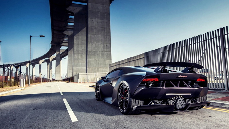 1080P, Lamborghini, car, road, Lamborghini Sesto Elemento, black