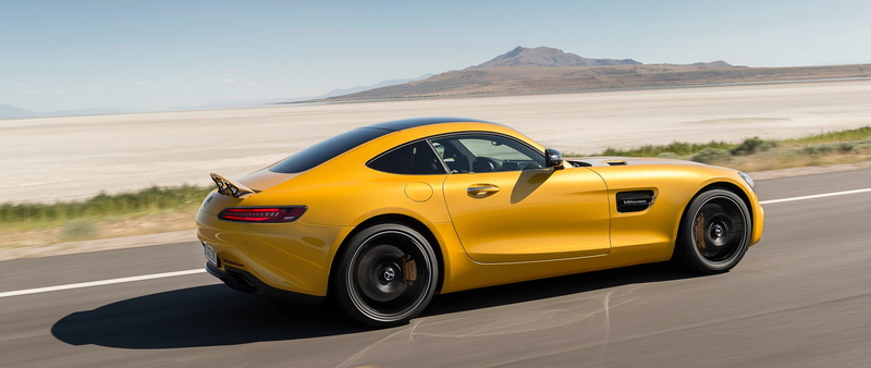 motion, motor vehicle, road, sky, travel, car, sunlight, transportation, nature, Mercedes Benz AMG GT, on the move, journey, road trip, side view, 2K