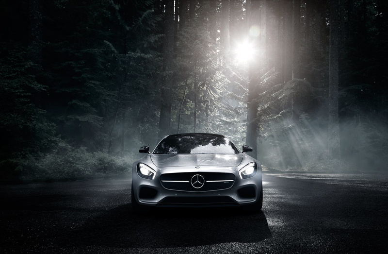 Sun, Color, Silver, 2016, 1080P, Dark, AMG, Mercedes-Benz, GT S, Front, Forest