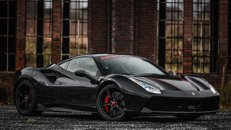 street, supercar, transportation, ferrari, built structure, travel, black car, architecture, car, luxury vehicle, focus on foreground, ferrari 488, no people