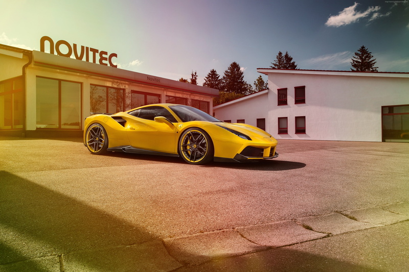 NOVITEC ROSSO Ferrari 488 gtb, 4K, yellow, supercar, speed