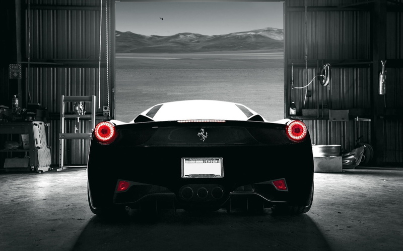 View, italia, 1080P, Back, Supercar, Black, Ferrari