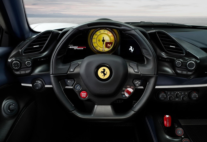 black color, silver colored, 488, land vehicle, car interior, steering wheel, control, vehicle interior, 720P, wheel, transportation, pista, spider, no people