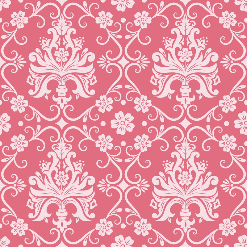 ornament, background, vintage, style, seamless, pink, pattern, flowers, 4K, victorian