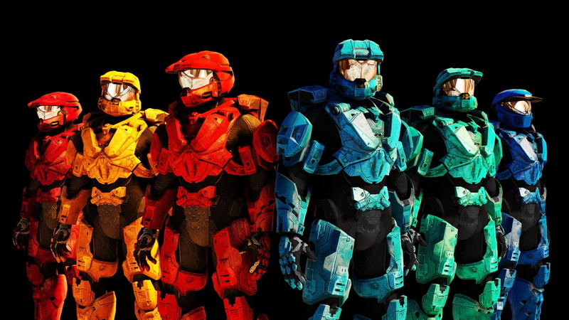 Tuker (Red vs Blue), Grif (Red vs Blue), Church (Red vs Blue), Halo, Sarge (Red vs Blue), Red vs. Blue, futuristic armor, Simmons (Red vs Blue), 1080P