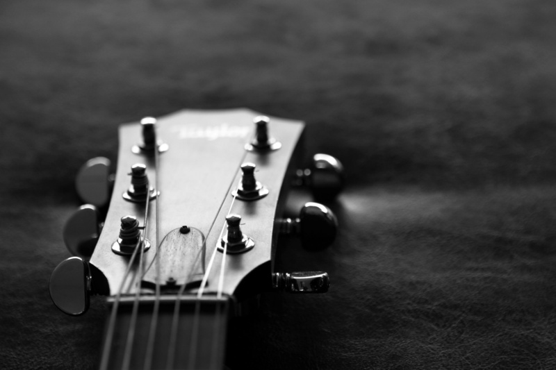 acoustic guitar, focus on foreground, Grif, brown, no people, indoors, string instrument, electric guitar, musical instrument, black, music