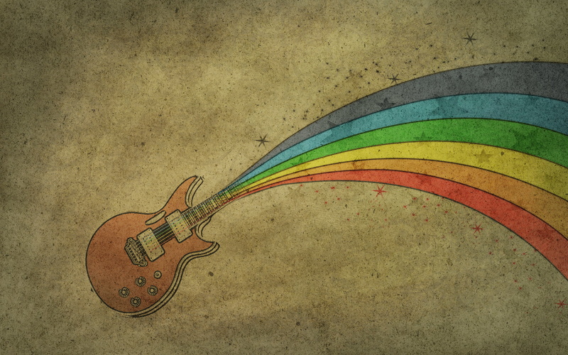 rainbow, music, hd, fret, 1080P, guitar, illustration