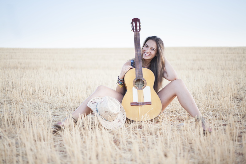 full length, country and Western Music, adult, classical, day, summer, beauty, 4K, beauty In Nature, grass, freedom, guitar, musician, women, carefree
