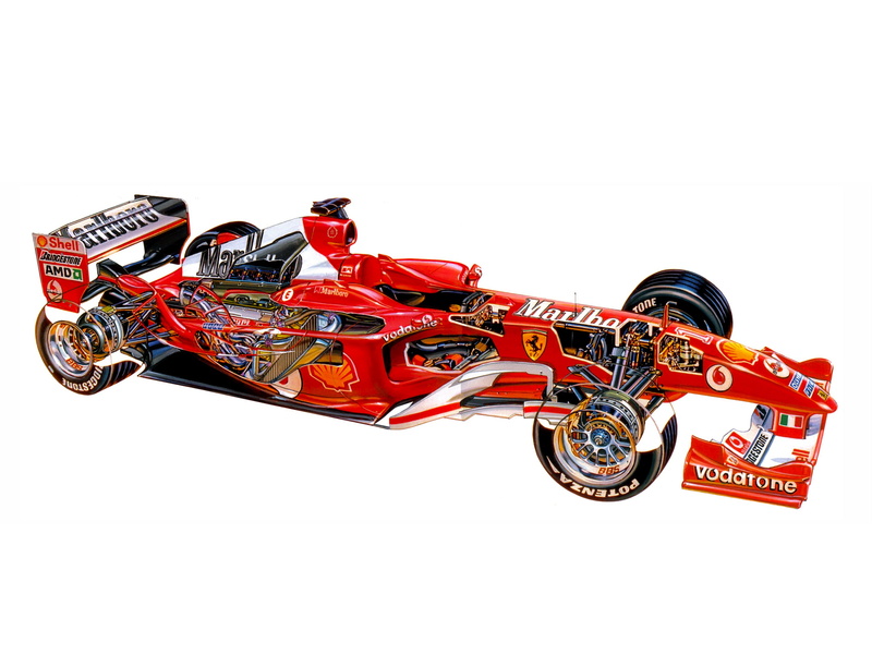 racing, 1080P, formula, 2004, f2004, race, ferrari, cutaway