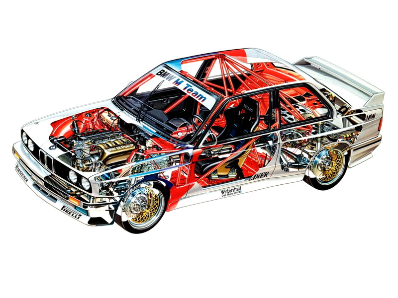 bmw-m3, car, classic, cutaway, race, 1080P, 1988, dtm
