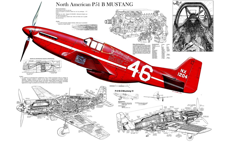 2K, p 51, airplane, plane, military, wwii, world, war, cutaway