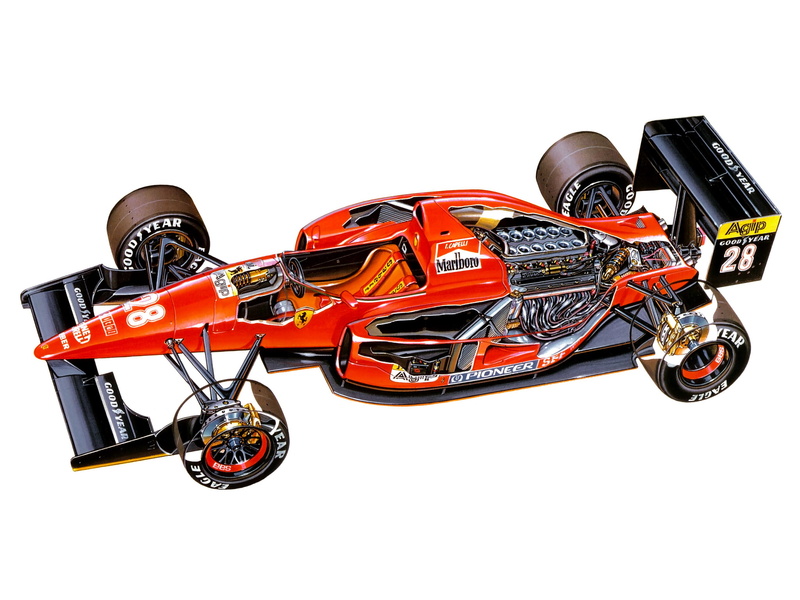 ferrari, formula, 1080P, racing, race, interior, engine, cutaway, f92a, 1992