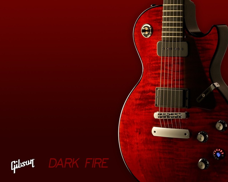 Guitar, les, red, black, Music, 720P, dark, gibson, dire, paul