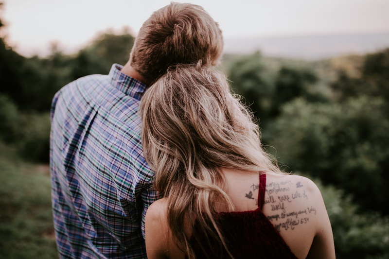 positive emotion, hair, couple - relationship, men, tattoo, love, young women, hug, outdoor, emotion, leaning, together, togetherness, romantic, close