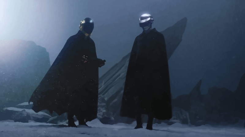Thomas Bangalter, Tom and guy Manuel, Guy Manuel de Homem Christo, Art, 8K, Music, Mask, Background, Daft Punk, Oil paint