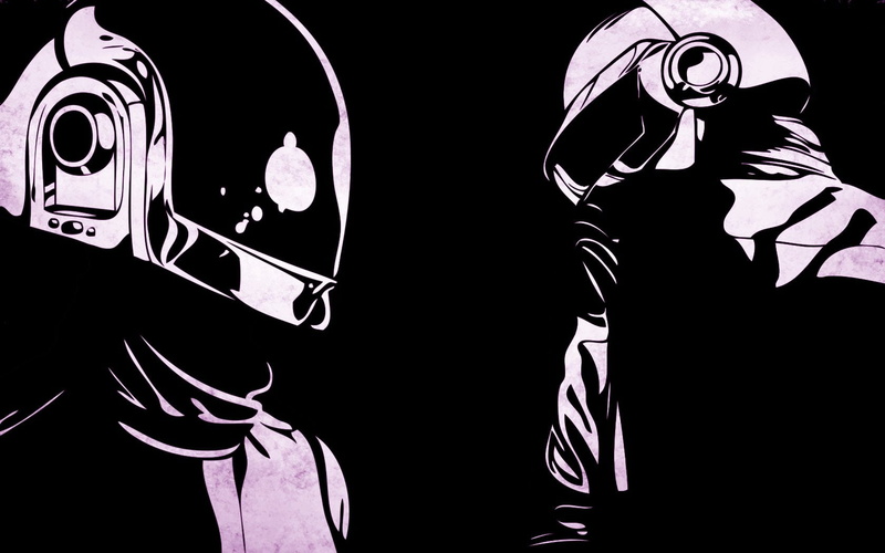 Daft Punk, illustration, black background, black Color, 720P, unrecognizable person, representation, standing, person, symbol, obscured face, lifestyles