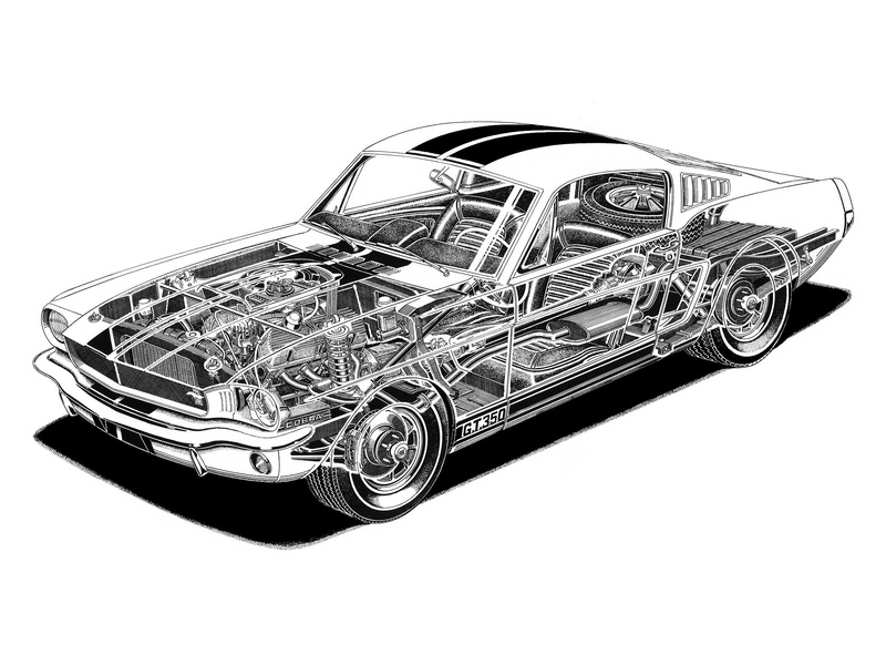 classic, engine, 1080P, interior, engines, cutaway, ford, shelby, muscle, gt350, mustang, 1965