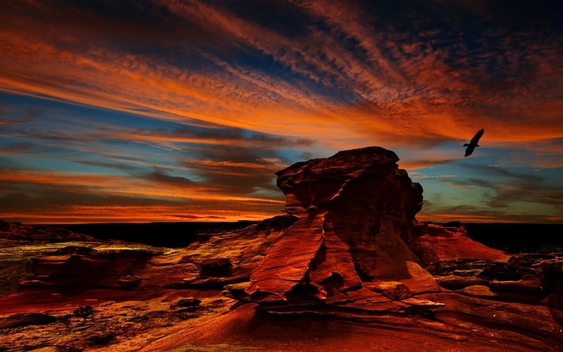sky, flying, no people, cloud - sky, orange color, rock formation, erosion, formation, scenics - nature, tranquil scene, colorful, condors, rock - object