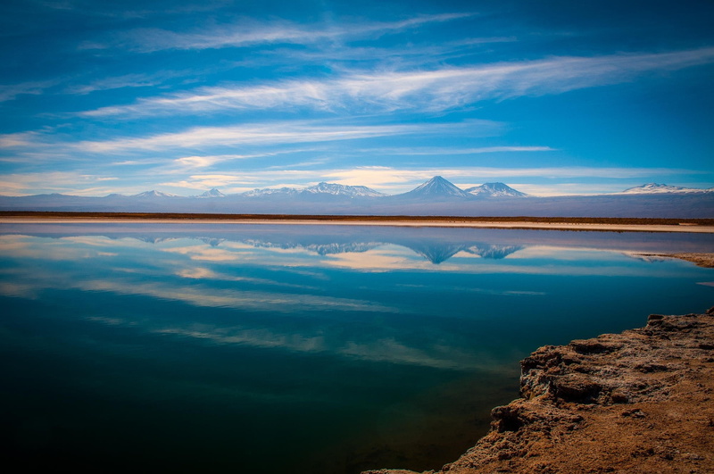 Atacama Desert, 1080P, lake, landscape, reflection, water, nature, sunset, clouds, mountains, Chile
