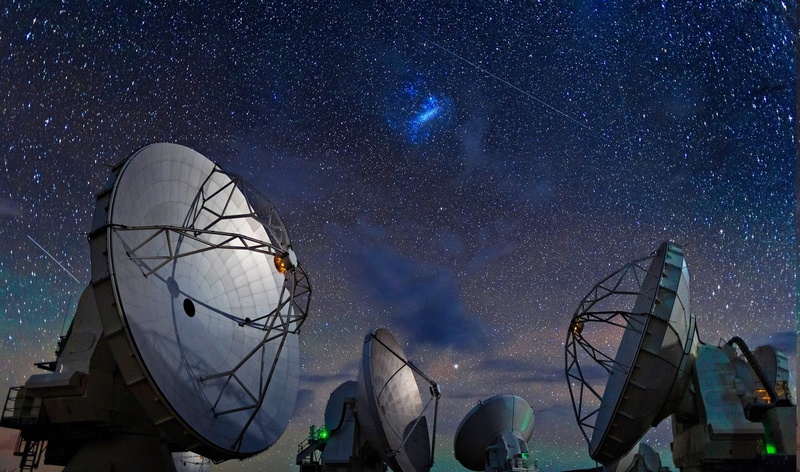 connection, communication, space, satellite, send, global communications, star - space, 720P, sky, no people, night, receiving, wireless technology, milky way