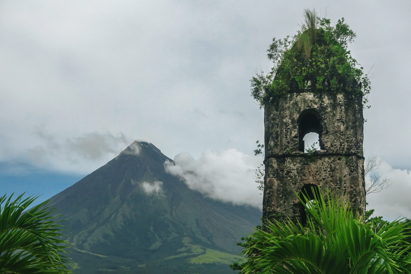 scenery, 5K, mountain peak, cagsawa ruins, green color, mayon volcano, day, mountain, building exterior, outdoors, land, ancient civilization, travel
