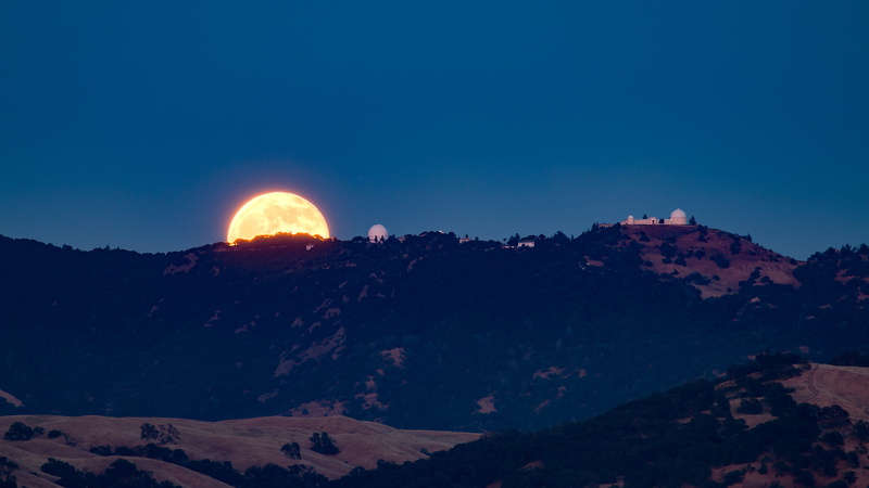 mountain range, observatory, mountain peak, tranquility, tranquil scene, lick observatory, strawberry moon, mountain, astronomy, landscape, dark, environment
