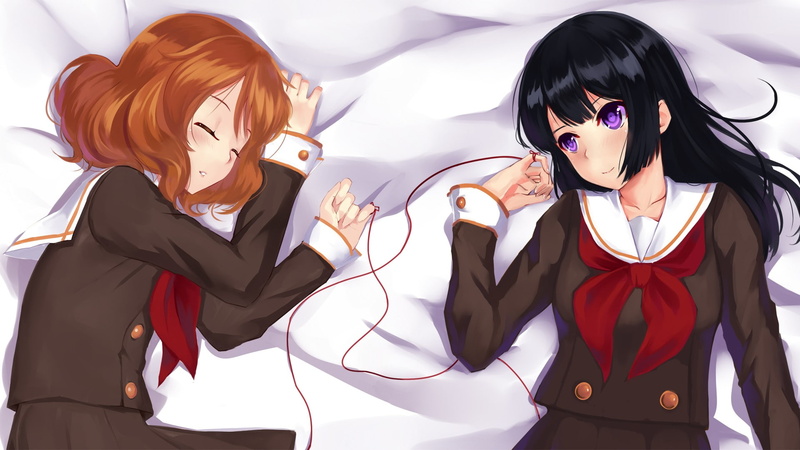 anime girls, front view, eyeglasses, young adult, leisure activity, fashion, indoors, women, glasses, two people, beautiful woman, real people, adult, lifestyles