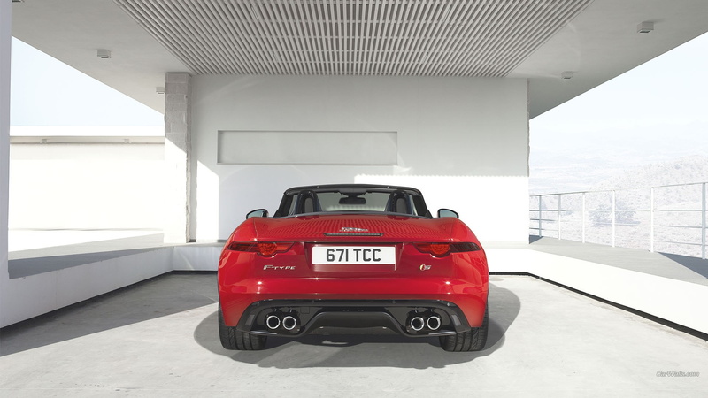 Jaguar, Jaguar F-Type, day, travel, motor vehicle, indoors, red cars, vehicle interior, modern, 1080P, land vehicle, rear view, on the move, architecture
