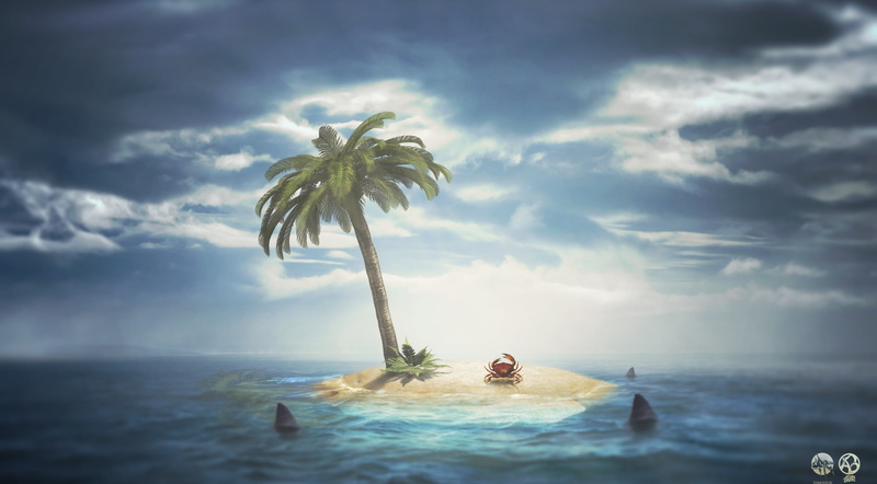 horizon over water, summer, horizon, Aero, Creative, painting, 2K, scenics - nature, nature, outdoors, palm tree, palm, cloud - sky, plant, basok, artem