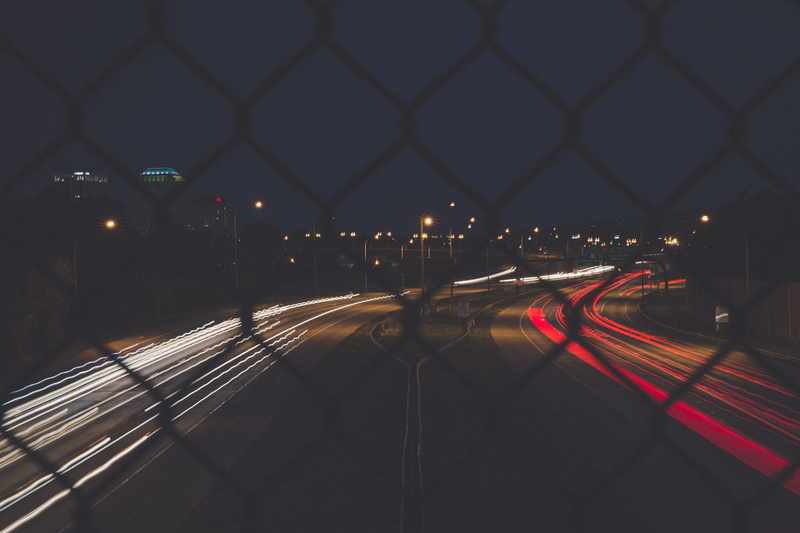 urban, car, night, motion, lighting equipment, highway, long exposure, color, light, street, travel, traffic, speed, outdoors, blur, action, building, light trail