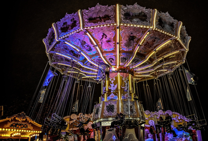 night, architecture, fun, turned, illuminated, amusement park, folk festival, lighting equipment, leisure activity, no people, carnival, fair, float, 4K