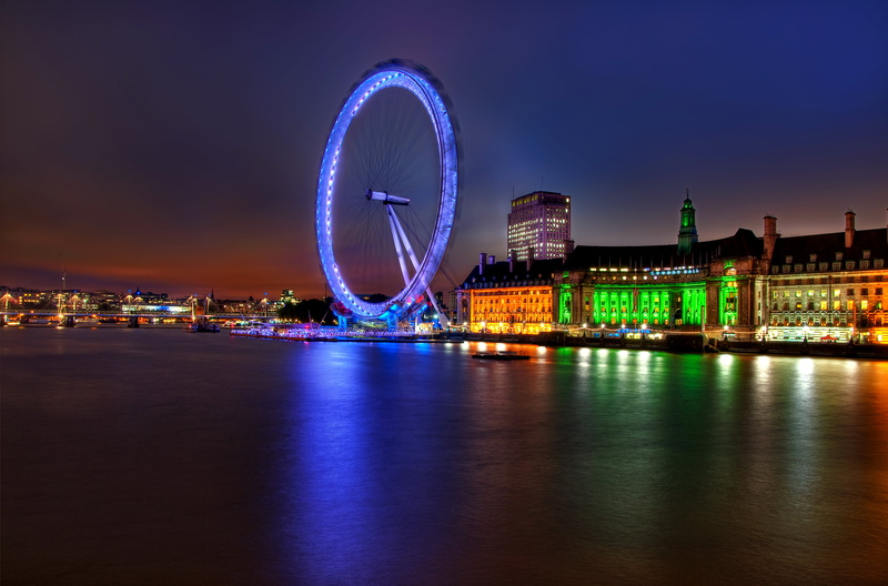 long Exposure, london, twilight, outdoors, water, river, tourism, england, city, skyscraper, ferris Wheel, 4K, dusk, sky, waterfront, capital Cities, travel