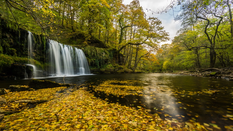 outdoors, Pontneddfechan, river, beauty In Nature, waterfall, autumn, Sgwd  Ddwli  Uchaf, 5K, landscape, Sgwd Ddwli Uchaf, time lapse photography, forest