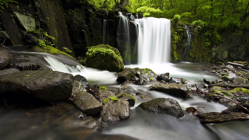 water, beauty in nature, rainforest, blurred motion, falling water, scenics - nature, rock - object, time, land, flowing water, solid, landscape, 2K, flowing