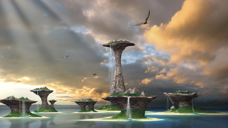 fantasy, 2K, nature, art, oceans, ocean, digital, x, Clouds, landscapes, hd