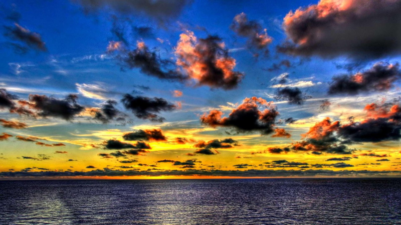 clouds, hdr, ocean, nature and landscapes, beautiful, sunset, sky, 1080P