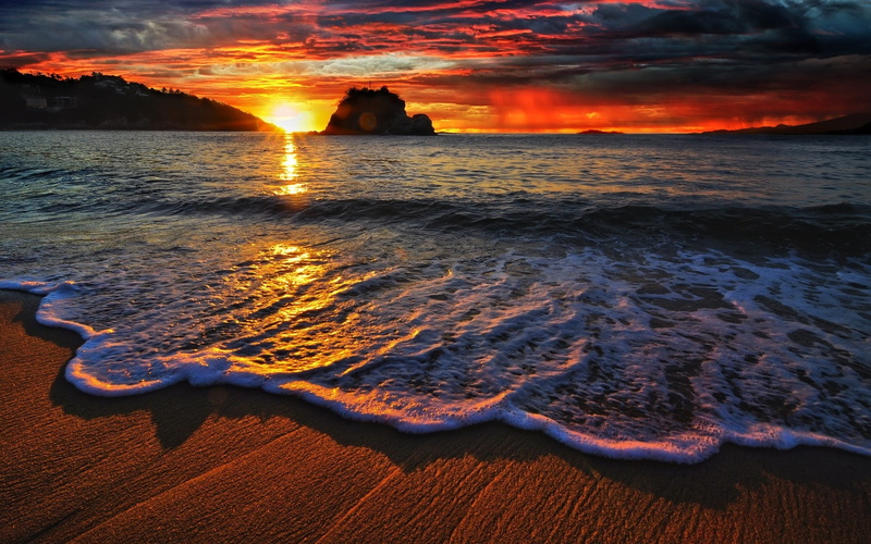 1080P, beach, hd, nature, clouds, beaches, ocean, art, reflections, sunsets, photography, sea, x