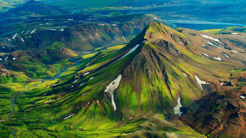 valley, rivers, grass, mountain, iceland, green, landscape, landsacpe, hills, mount scenery, mountains, nature, 4K