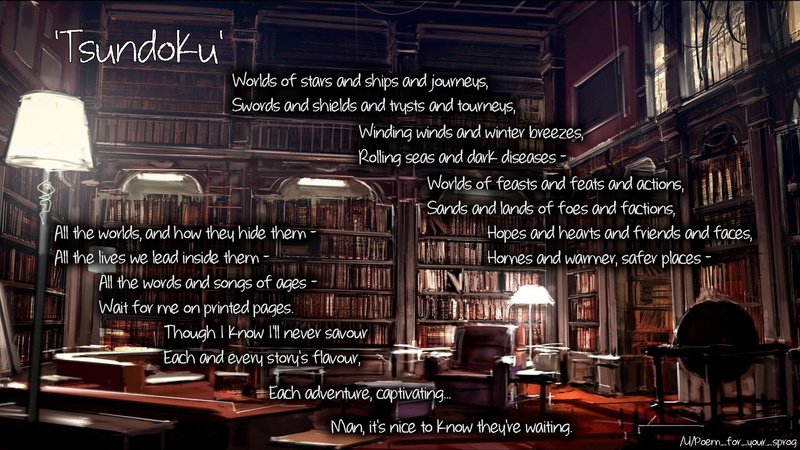 library, bookshelves, 1080P, poem