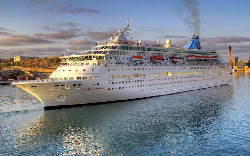 cruise ship, sea, ship, 2K